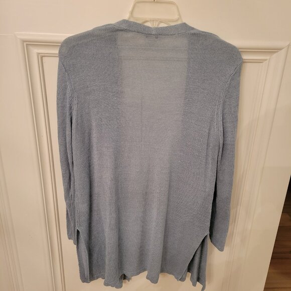 J. Jill Linen Blend Semi Sheer Open Front Long Cardigan Sweater Sz Medium - Picture 2 of 9